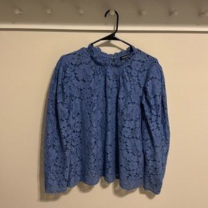 Express lace blouse. Fully lined w shell. Periwinkle size xl. Puff sleeve